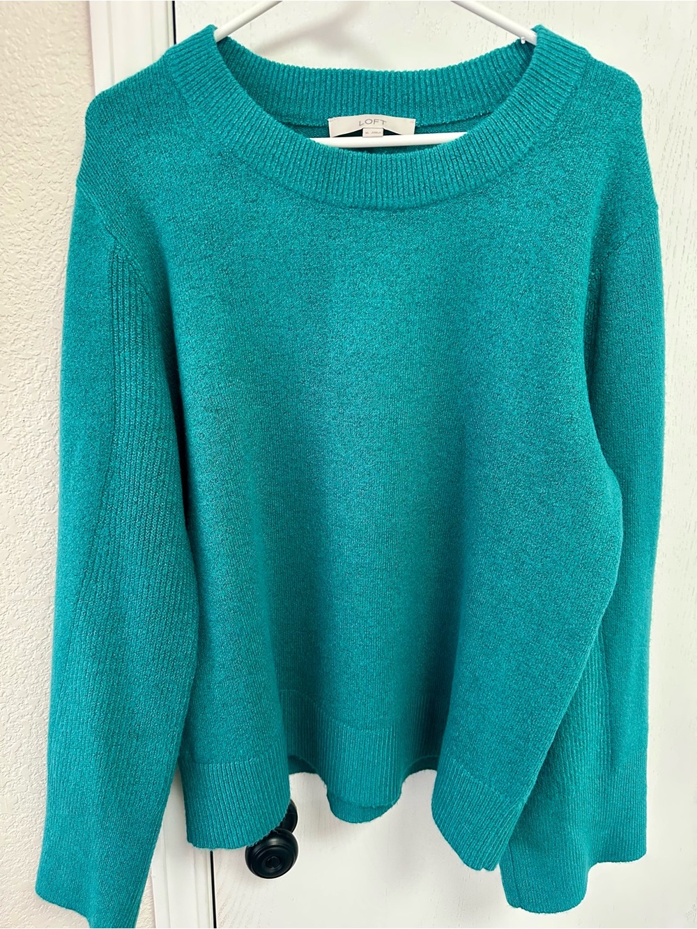 LOFT Teal Bell Sleeve Sweater Wide Neck Relaxed Fit XL